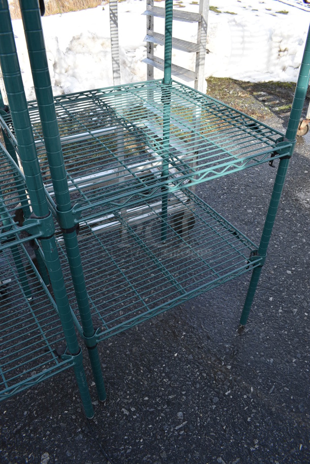 Green Finish 4 Tier Shelving Unit. BUYER MUST DISMANTLE. PCI CANNOT DISMANTLE FOR SHIPPING. PLEASE CONSIDER FREIGHT CHARGES. 24x24x63 - Image 3 of 3