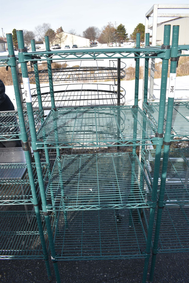 Green Finish 4 Tier Shelving Unit. BUYER MUST DISMANTLE. PCI CANNOT DISMANTLE FOR SHIPPING. PLEASE CONSIDER FREIGHT CHARGES. 24x24x63 - Image 1 of 3