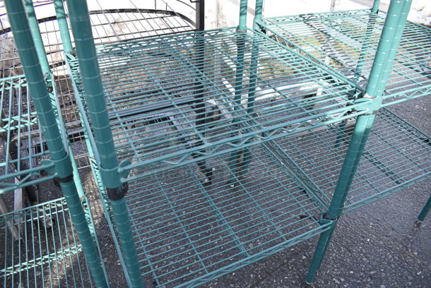 Green Finish 4 Tier Shelving Unit. BUYER MUST DISMANTLE. PCI CANNOT DISMANTLE FOR SHIPPING. PLEASE CONSIDER FREIGHT CHARGES. 24x24x63 - Image 3 of 3