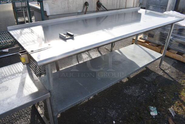 Stainless Steel Commercial Table w/ Commercial Can Opener Mount and Metal Undershelf. 84x30x35