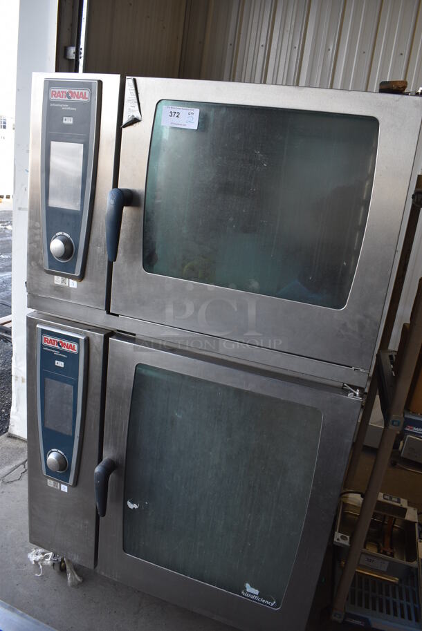 2 GORGEOUS! Rational Stainless Steel Commercial Combitherm 5 Senses Self Cooking Center Convection Ovens on Commercial Casters. Top Model: SCC WE 62. Bottom Model: SCC WE 102. 480 Volts, 3 Phase. 42x40x73. 2 Times Your Bid! - Image 2 of 8