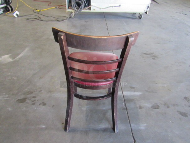 Wooden Chair With Red Cushioned Seat. 4XBID. - Image 3 of 3