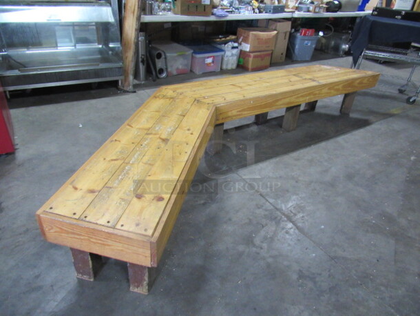 One Wooden Waiting Bench. 128X18.5X17