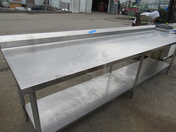 One Stainless Steel Table With Stainless Under Shelf, 10lb Can opener BRACKET ONLY, And Back Splash. 120X30X39.5 - Image 3 of 3