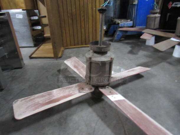 One Industrial Look 4 Blade Ceiling Fan.  - Image 2 of 2