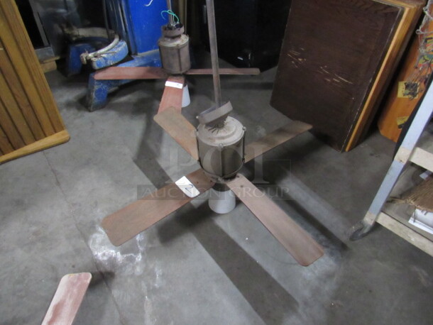 One Industrial Look 4 Blade Ceiling Fan, With Light.  - Image 1 of 2
