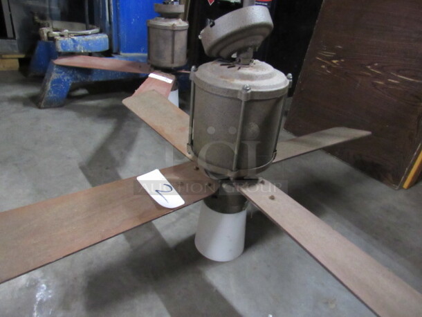 One Industrial Look 4 Blade Ceiling Fan, With Light.  - Image 2 of 2
