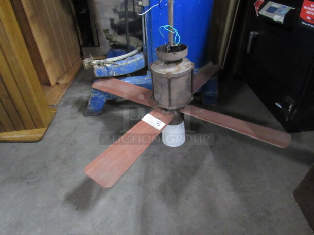 One Industrial Look 4 Blade Ceiling Fan, With Light.  - Image 1 of 2