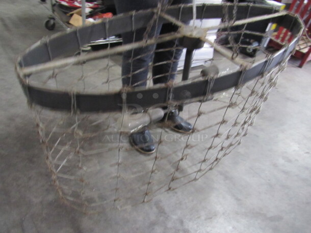 One Industrial Look Rustic Hanging Light Fixture With 4 Bulbs And Chain Link Fence. 36X16X18 - Image 2 of 3