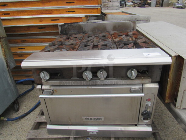 One Vulcan Natural Gas 6 Burner Range, With 2 Racks. 36X37X36