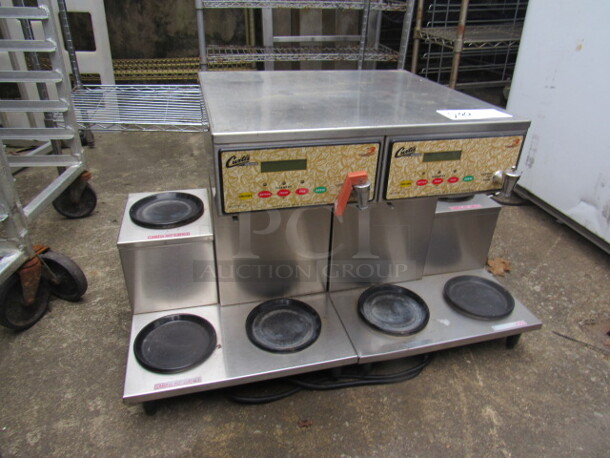 One Curtis Dual Coffee Brewer With 4 Warmers. Model# ALP6GT12A003. 120 Volt. 32X17X20