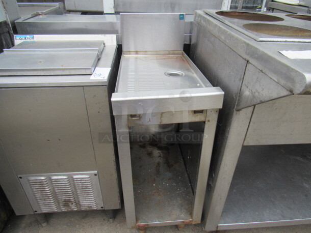 One Stainless Steel Under Bar Drain Table With SS Under Shelf. 12X24X36