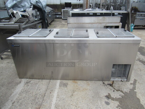 One Master Bilt Stainless Steel Flip Top Ice Cream Freezer. Model# DC12DSE. 85X30X32.115 Volt. WORKING AND COLD!!!! NICE!