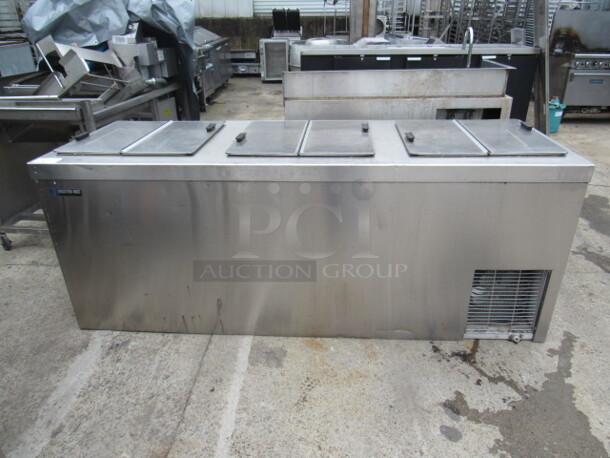 One Master Bilt Stainless Steel Flip Top Ice Cream Freezer. Model# DC12DSE. 85X30X32.115 Volt. WORKING AND COLD!!!! NICE! - Image 1 of 3