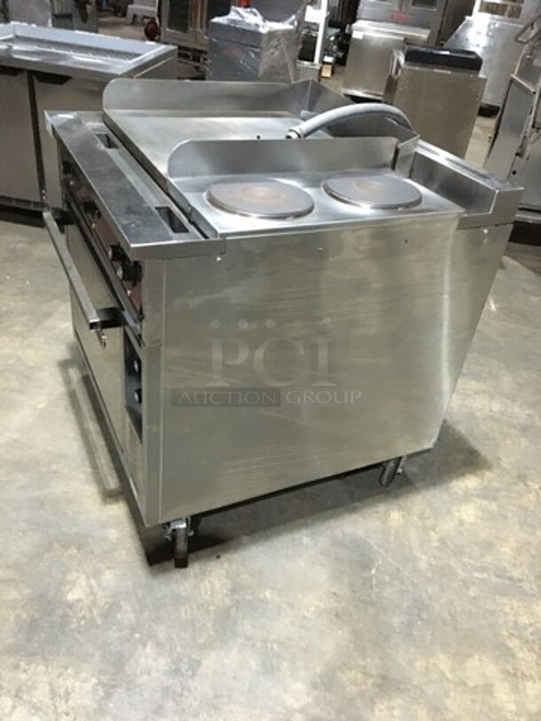 Southbend Commercial Electric Powered Flat Griddle! With 2 Right Side Hot Plates! With Full Size Oven Underneath! All Stainless Steel! On Casters! - Image 3 of 12