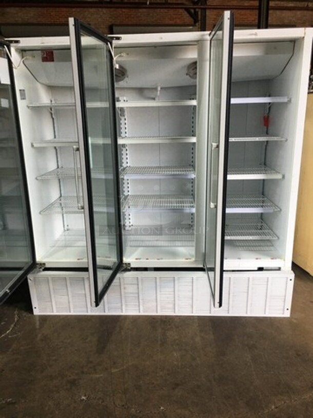 Master Bilt Commercial 3 Door Reach In Freezer Merchandiser! With Poly Coated Racks! Model BLG74HD Serial 014100! 115/208/230V 1Phase!
 - Image 5 of 10