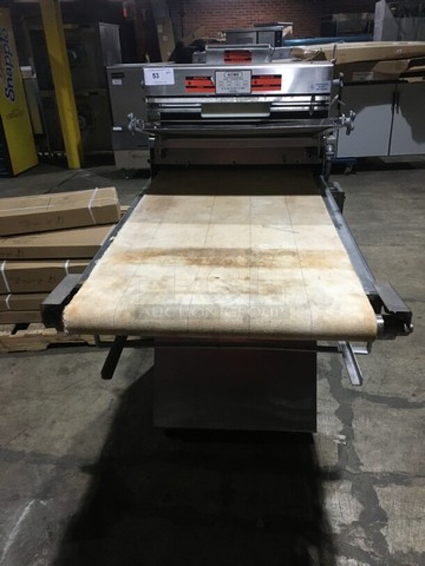 Acme Commercial Floor Style Heavy Duty Dough Sheeter! All Stainless Steel! Model 88 Serial 15139! 115V 1Phase! On Casters!