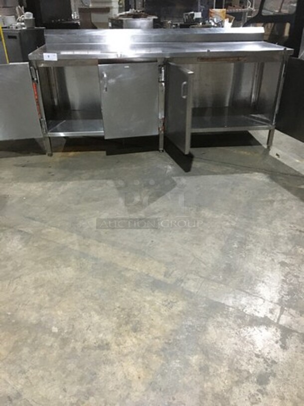 Amtekco Commercial Work/Prep Table! With Backsplash! With 4 Door Underneath Storage Space! All Stainless Steel! On Legs! - Image 7 of 10