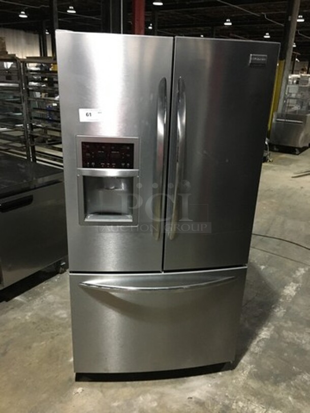 Frigidaire Reach In 2 Door Refrigerator! With Bottom Pull Out Freezer! With Water & Ice Dispenser! All Stainless Steel! Model FGHB2869LFB Serial 4A24021822! 115V!