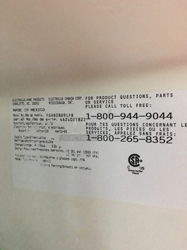 Frigidaire Reach In 2 Door Refrigerator! With Bottom Pull Out Freezer! With Water & Ice Dispenser! All Stainless Steel! Model FGHB2869LFB Serial 4A24021822! 115V! - Image 10 of 12
