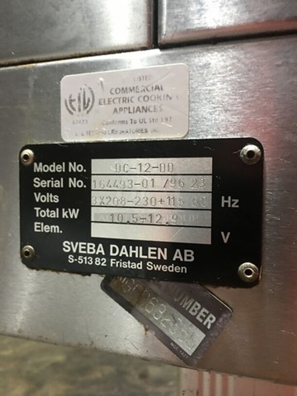 WOW! Sveba Dahlin Electric Powered Single Deck Baking/Pizza Oven! All Stainless Steel! Model DC12DD Serial 16449301! 208/230/115V! On Commercial Casters! - Image 8 of 10