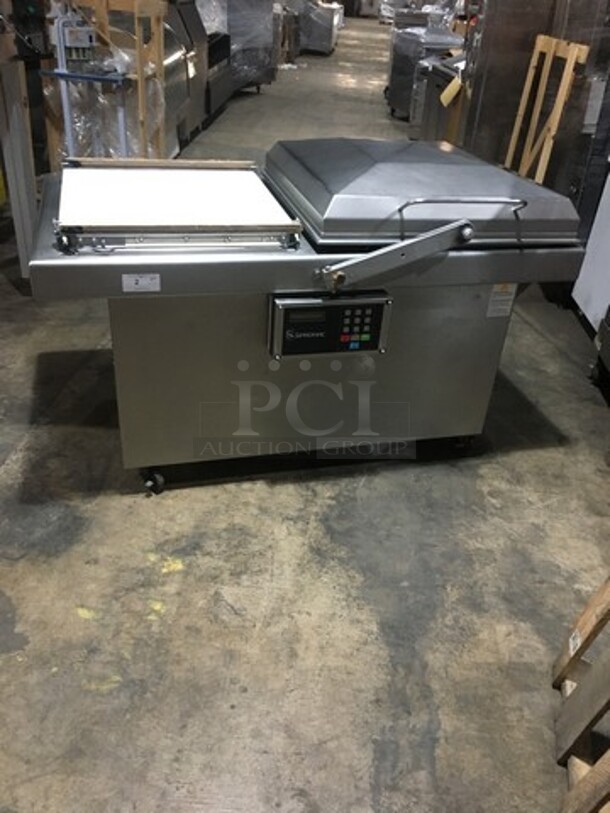 Sipromac Commercial Floor Style Double Chamber Vacuum Sealing Machine! All Stainless Steel! On Casters! - Image 1 of 8