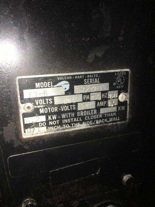 Vulcan Commercial Electric Powered Single Deck Convection Oven! With View Through Door! All Stainless Steel! Model ET4 Serial 872743! 240V 3Phase!
 - Image 7 of 8