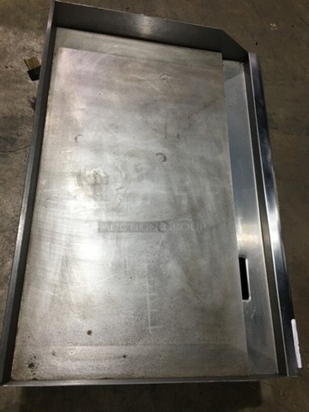 APW Wyott Commercial Countertop Electric Powered Flat Griddle! With Back & Side Splashes! All Stainless Steel! Model EG36I Serial 120871307015! 208/240V 1/3 Phase! On Legs!
 - Image 5 of 8