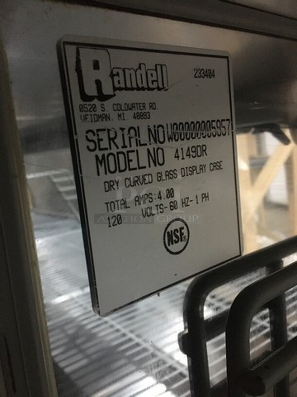 WOW! Randell Commercial Dry Bakery Display Case! With Curved Front Glass! With Sliding Rear Door! Model 4149DR Serial W00000005957! 120V 1Phase! - Image 7 of 8