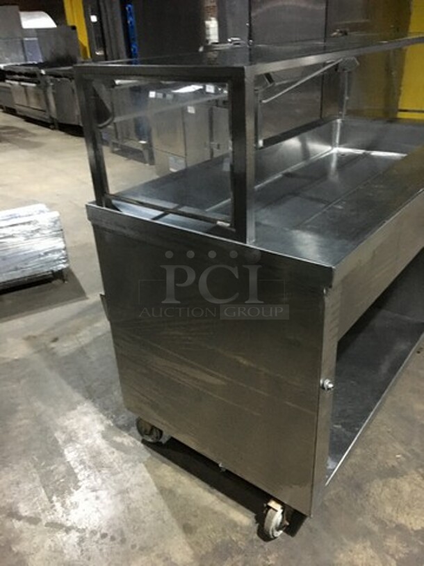 Nice! Dunhill Refrigerated Cold Pan/Salad Bar Work/Serving Station! With Underneath Storage Space! With Sneeze Guard! All Stainless Steel! Model C560MO Serial 08283! 120V 1 Phase! On Casters! - Image 4 of 10