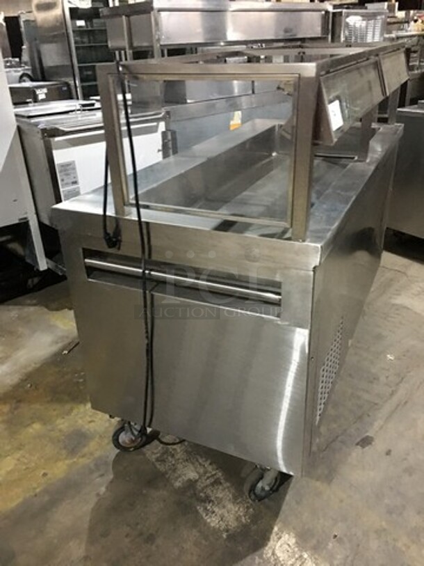 Dunhill Refrigerated Cold Pan/Salad Bar Work/Serving Station! With Underneath Storage Space! With Sneeze Guard! All Stainless Steel! Model C560MOLL Serial 08987! 120V 1 Phase! On Casters! - Image 2 of 10