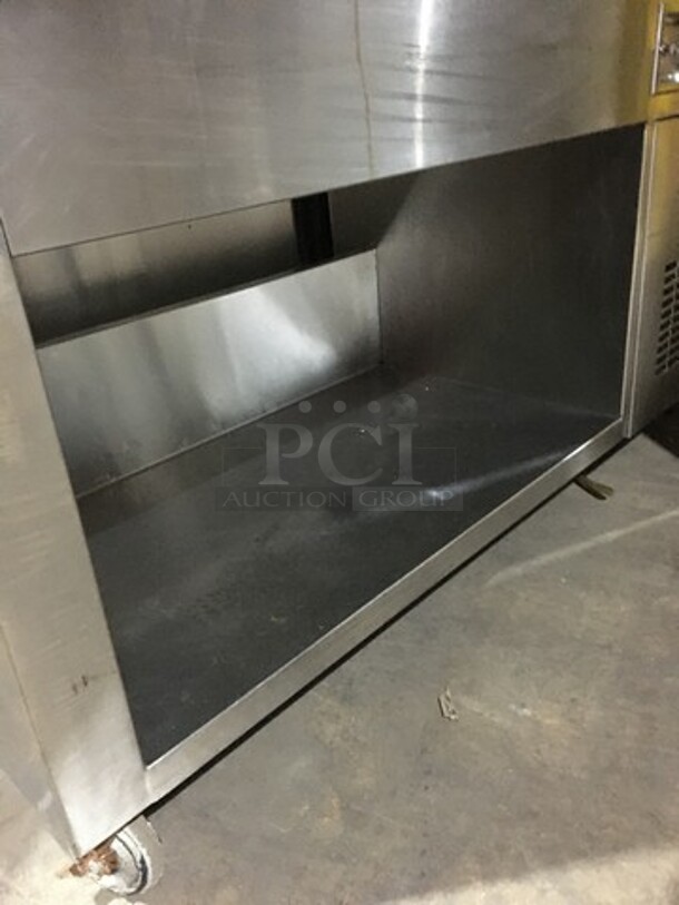 Nice! Dunhill Refrigerated Cold Pan/Salad Bar Work/Serving Station! With Underneath Storage Space! With Sneeze Guard! All Stainless Steel! Model C560MO Serial 08283! 120V 1 Phase! On Casters! - Image 8 of 10