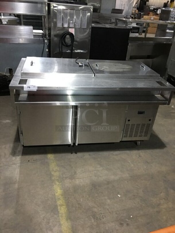 Wasserstrom Commercial Refrigerated Sandwich Prep Table! With 2 Door Underneath Storage Space! All Stainless Steel! Serial 2875! 120V! On Commercial Casters! - Image 1 of 11