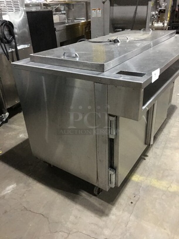 Wasserstrom Commercial Refrigerated Sandwich Prep Table! With 2 Door Underneath Storage Space! All Stainless Steel! Serial 2875! 120V! On Commercial Casters! - Image 2 of 11