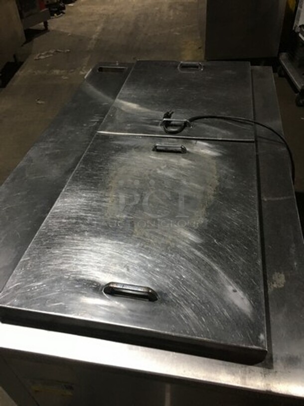 Wasserstrom Commercial Refrigerated Sandwich Prep Table! With 2 Door Underneath Storage Space! All Stainless Steel! Serial 2875! 120V! On Commercial Casters! - Image 5 of 11