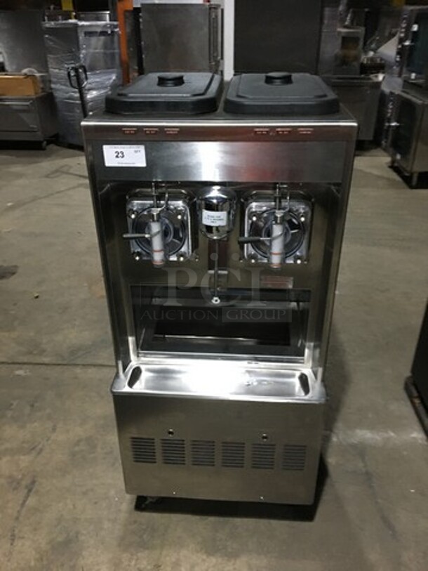 Taylor Commercial Floor Style 2 Flavor Frosty/Coolatta/Slushy Making Machine! With Milkshake Mixing Attachment! All Stainless Steel! Model 342D27 Serial M2085625! 208/230V 1Phase! On Commercial Casters!