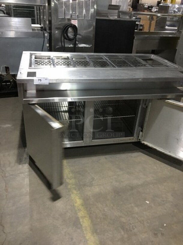 Wasserstrom Commercial Refrigerated Sandwich Prep Table! With 2 Door Underneath Storage Space! All Stainless Steel! Serial 2875! 120V! On Commercial Casters! - Image 6 of 11