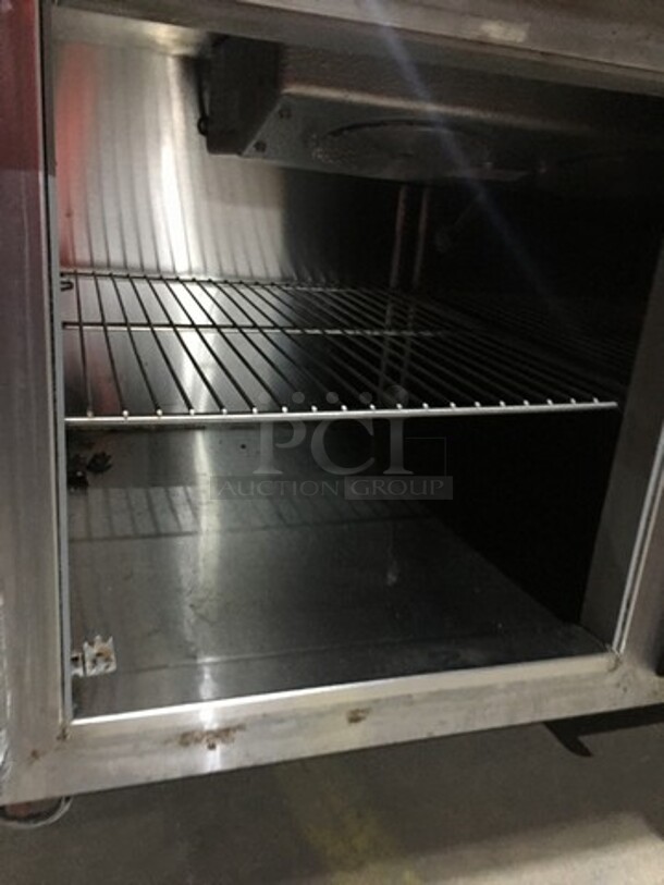 Wasserstrom Commercial Refrigerated Sandwich Prep Table! With 2 Door Underneath Storage Space! All Stainless Steel! Serial 2875! 120V! On Commercial Casters! - Image 7 of 11