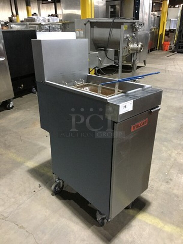 Vulcan Commercial Natural Gas Powered Deep Fat Fryer! With 4 Burners! With Backsplash! With 2 Metal Frying Baskets! All Stainless Steel! On Casters! - Image 2 of 8