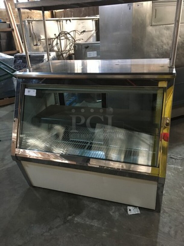 Nice! S & V Refrigerated Deli Display Case Merchandiser! Remote Compressor/No Compressor! With 2 Tier Stainless Steel Overhead Shelves! With Sliding Back Access Doors! Model CD4R Serial L0996014! 115V 1 Phase! - Image 9 of 9