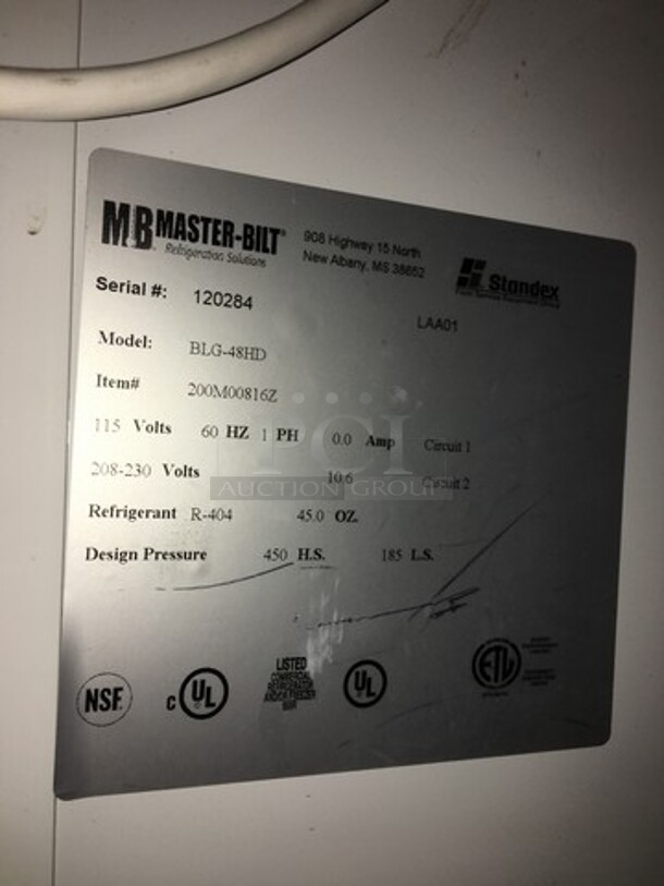 Master Bilt Commercial 2 Door Reach In Freezer Merchandiser! With Poly Coated Racks! Model BLG48HD Serial 120284! 115/208/230V 1Phase! - Image 6 of 9