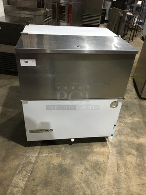Beverage Air Commercial 1 Sided Milk Cooler! All Stainless Steel! Model SM34NW Serial 10103766! 115V 1Phase! On Commercial Casters!