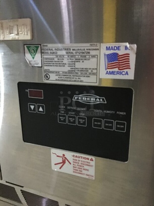 Federal Industries Commercial Refrigerated Deli Display Case! With 2 Sliding Rear Doors! With Commercial Cutting Board! All Stainless Steel Body! Model SQ8CD Serial 07121947296! 120V 1Phase! - Image 8 of 10