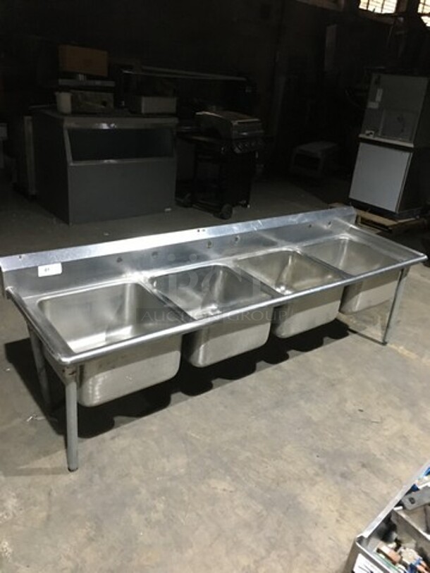 All Stainless Steel 4 Compartment Sink! With Backsplash! On Legs!
