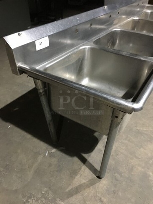 All Stainless Steel 4 Compartment Sink! With Backsplash! On Legs! - Image 2 of 8