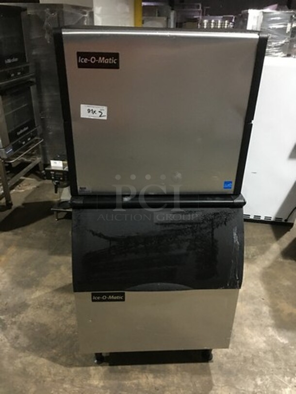 Ice-O-Matic Commercial Air Cooled Ice Making Machine! 1000 LBS Capacity! On Ice Bin! All Stainless Steel! Model ICE1006HA5 Serial 13111280011857! 208/230V 1Phase! On Legs! 2 X Your Bid! Makes One Unit!