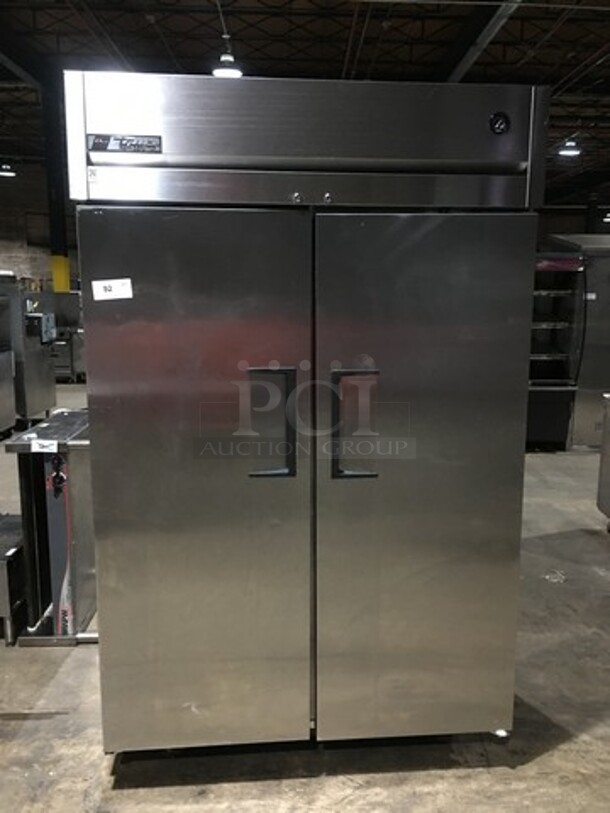 True Commercial 2 Door Reach In Refrigerator! With Poly Coated Racks! All Stainless Steel! Model TG2R2S Serial 8595188! 115V 1Phase! On Casters!
 - Image 1 of 8