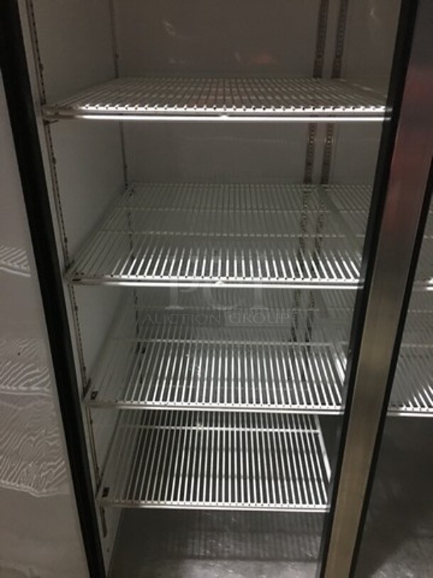 True Commercial 2 Door Reach In Refrigerator! With Poly Coated Racks! All Stainless Steel! Model TG2R2S Serial 8595188! 115V 1Phase! On Casters!
 - Image 5 of 8