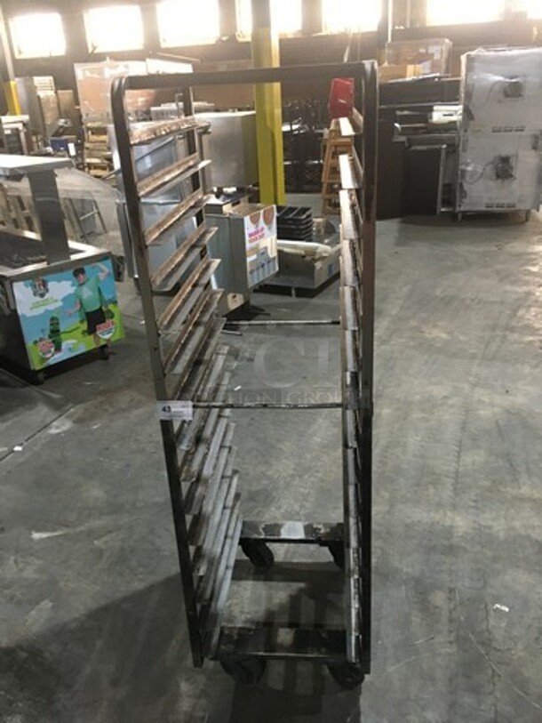 Baxter Rotating Commercial Metal Pan Transport Rack! Holds Full Size Trays! On Casters!