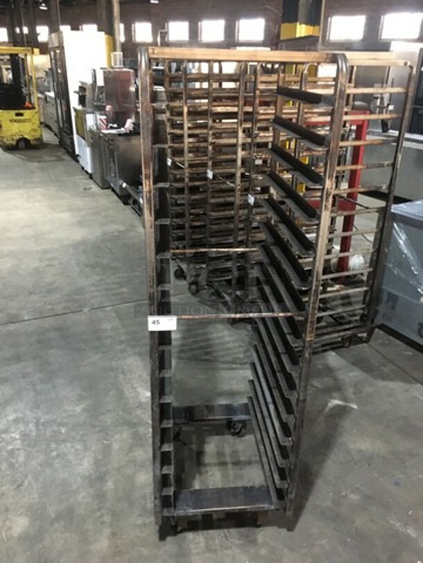 Baxter Rotating Commercial Metal Pan Transport Rack! Holds Full Size Trays! On Casters!